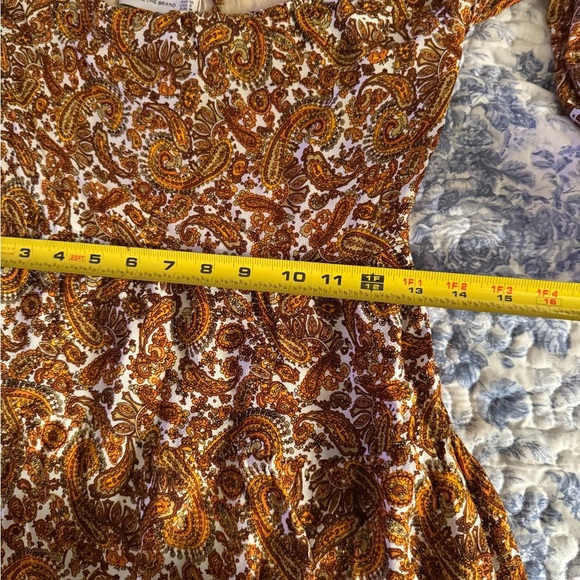 Faithfull the Brand Paisley Mini Dress in Brown and White - Picture 6 of 9